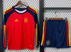 2026 Spain Home long sleeves Soccer Kids
